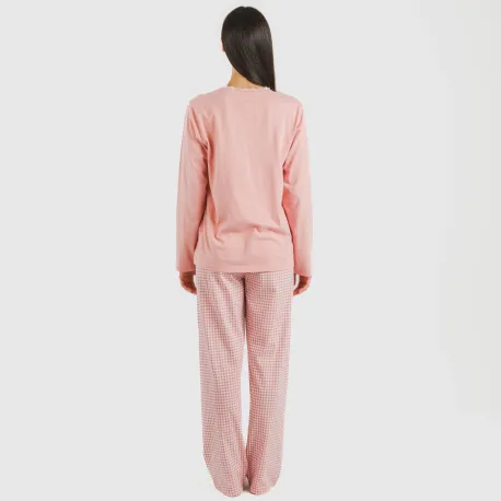 Pijama algodão Cuadro Vichy rosa