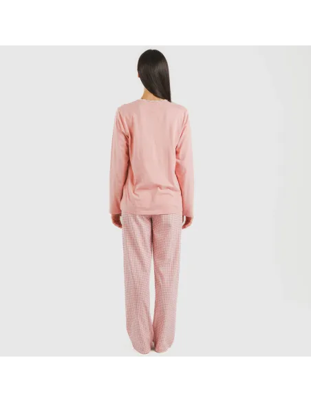 Pijama algodão Cuadro Vichy rosa Pijama algodão Cuadro Vichy rosa