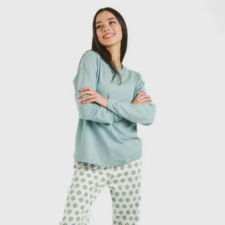 Pijama algodão Joy água marinha