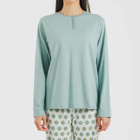 Pijama algodão Joy água marinha