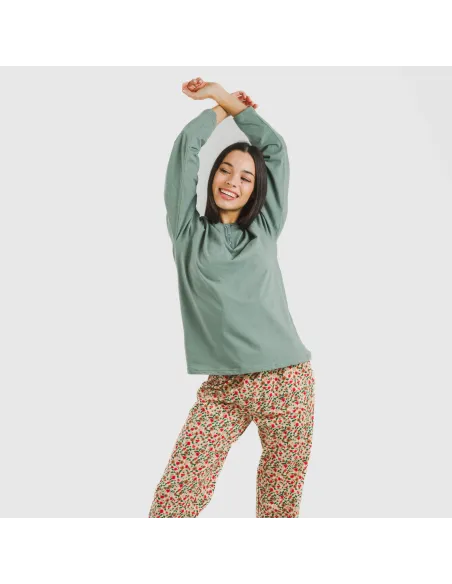 Pijama algodão Musa verde