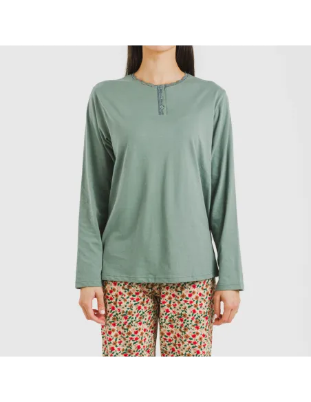 Pijama algodão Musa verde