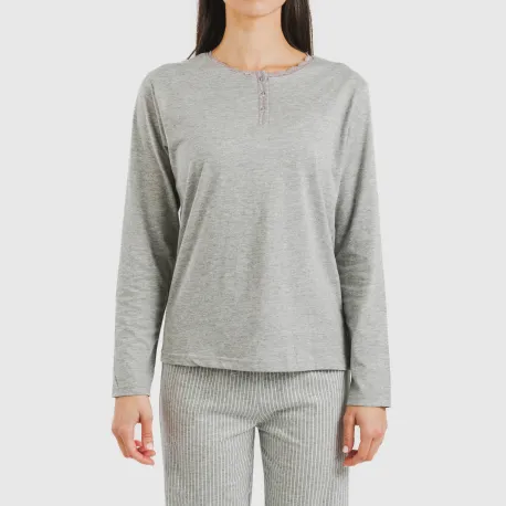 Pijama algodão Raya Chuck cinza misto