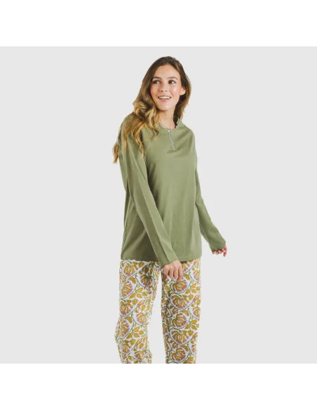 Pijama algodão Venus verde caça