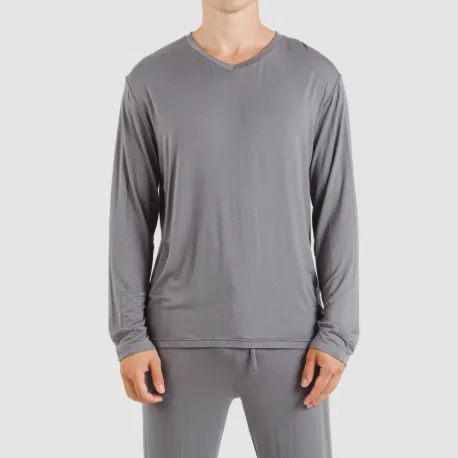 Pijama comprido viscosa homem liso