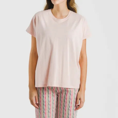 Pijama comprido algodão mulher manga fluída Villa rosa