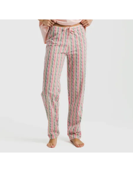 Pijama comprido algodão mulher manga fluída Villa rosa