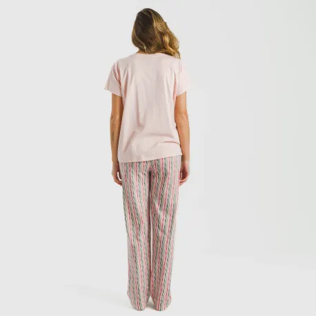 Pijama comprido algodão mulher manga fluída Villa rosa