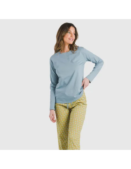 Pijama algodão Sisena água marinha