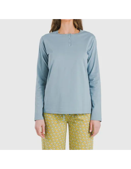 Pijama algodão Sisena água marinha