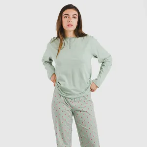 Pijama algodão Alessia verde tiffany