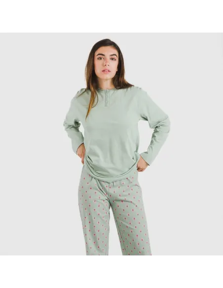 Pijama algodão Alessia verde tiffany