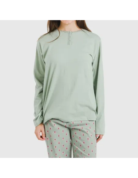 Pijama algodão Alessia verde tiffany