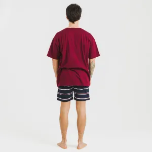 Pijama homem curto Lucio bordeaux