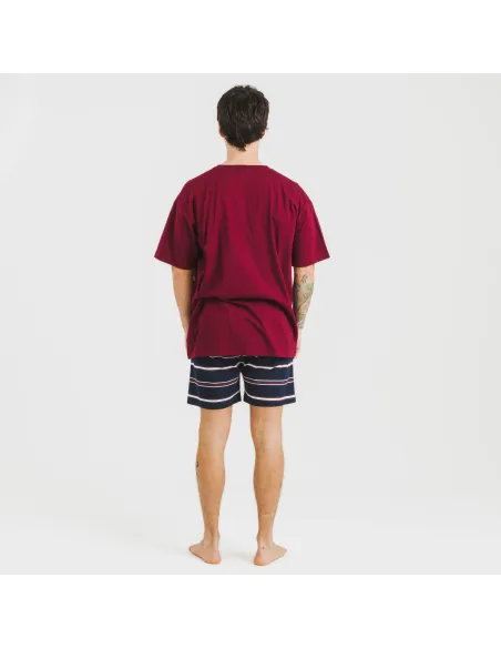 Pijama homem curto Lucio bordeaux Pijama homem curto Lucio bordeaux