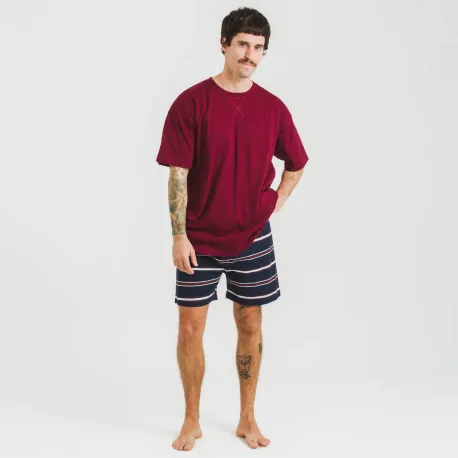 Pijama homem curto Lucio bordeaux