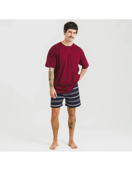 Pijama homem curto Lucio bordeaux Pijama homem curto Lucio bordeaux