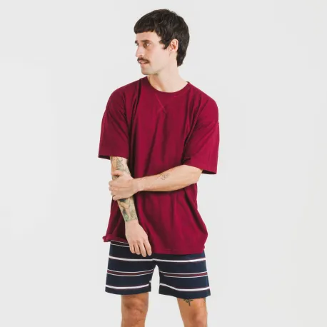 Pijama homem curto Lucio bordeaux