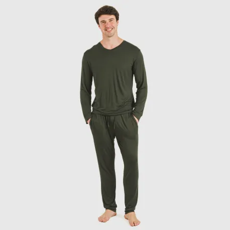 Pijama comprido viscosa homem liso