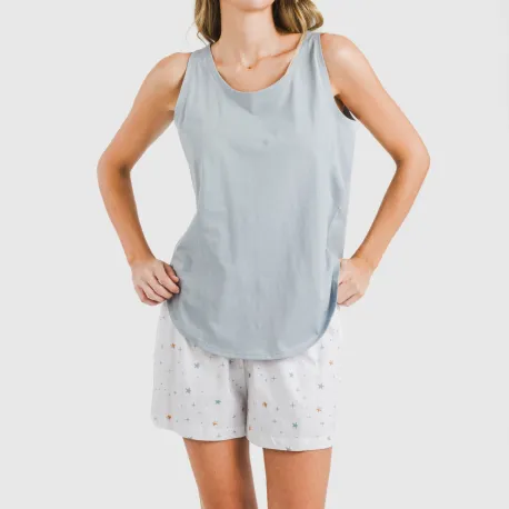 Pijama curto algodão Condy azul indigo