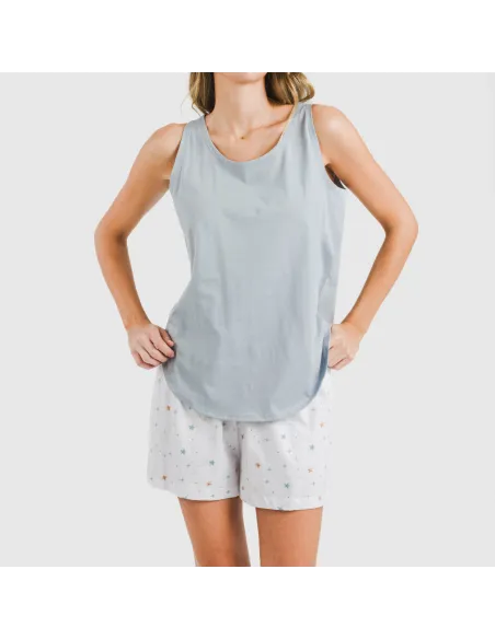 Pijama curto algodão Condy azul indigo Pijama curto algodão Condy azul indigo