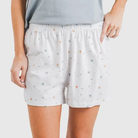 Pijama curto algodão Condy azul indigo