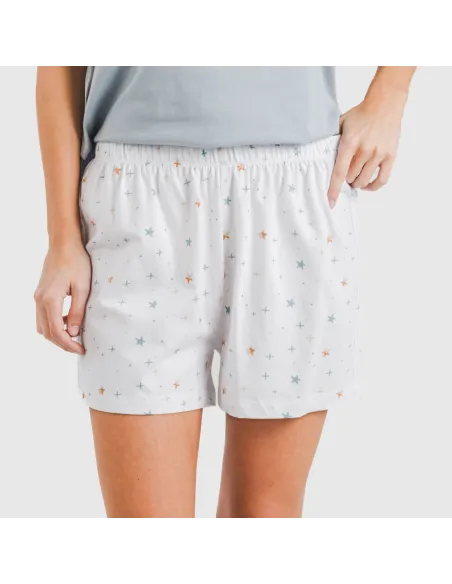 Pijama curto algodão Condy azul indigo Pijama curto algodão Condy azul indigo