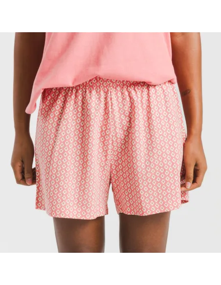 Pijama curto algodão Sassy coral Pijama curto algodão Sassy coral