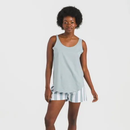 Pijama curto algodão Raya Elvis azul indigo