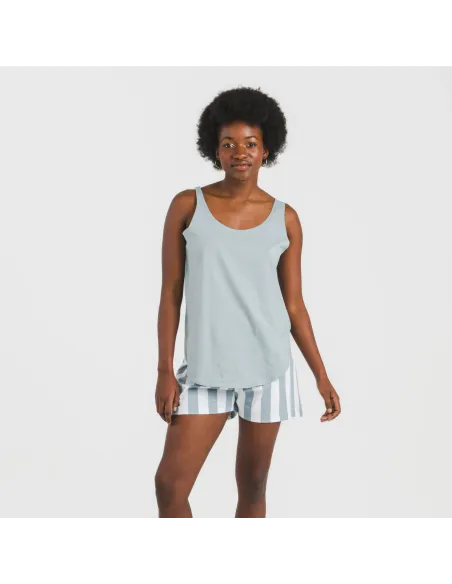 Pijama curto algodão Raya Elvis azul indigo