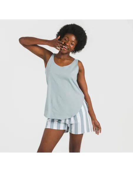 Pijama curto algodão Raya Elvis azul indigo