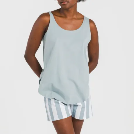 Pijama curto algodão Raya Elvis azul indigo