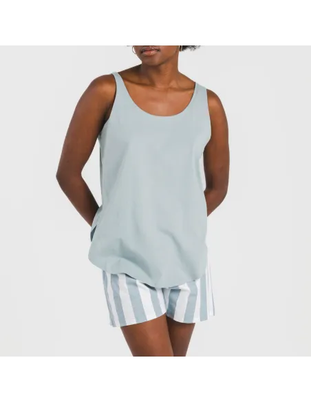 Pijama curto algodão Raya Elvis azul indigo