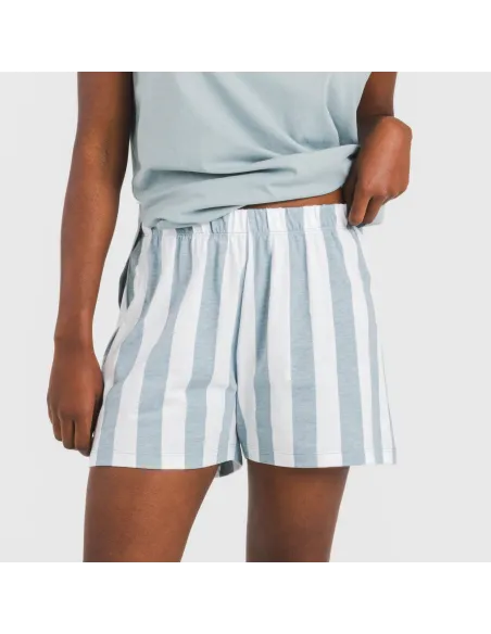 Pijama curto algodão Raya Elvis azul indigo