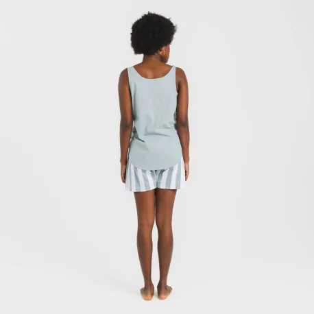 Pijama curto algodão Raya Elvis azul indigo