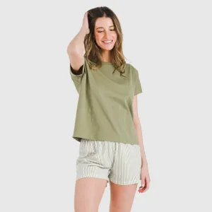 Pijama curto manga fluída algodão mulher Raya Mozarabe verde 2