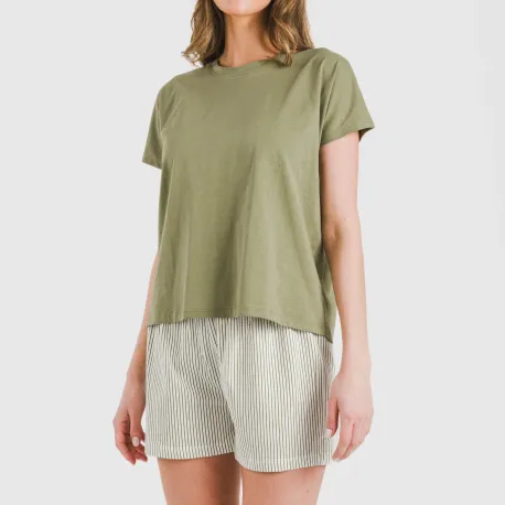 Pijama curto manga fluída algodão mulher Raya Mozarabe verde