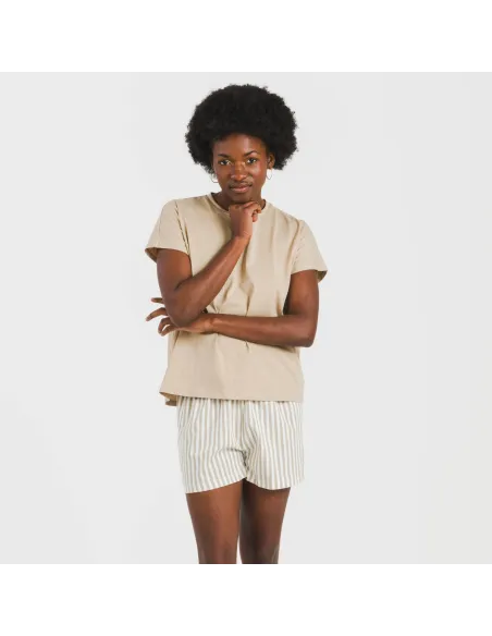 Pijama curto manga fluída algodão mulher Raya Kodac arena