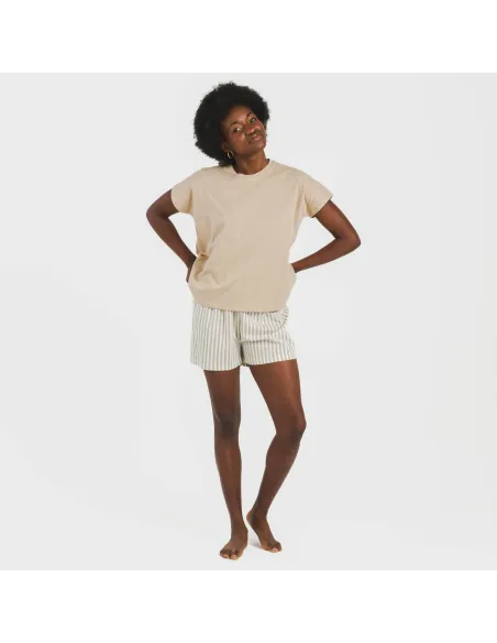 Pijama curto manga fluída algodão mulher Raya Kodac arena