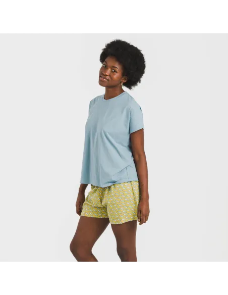 Pijama curto manga fluída algodão mulher Sisena água marinha Pijama curto manga fluída algodão mulher Sisena água marinha