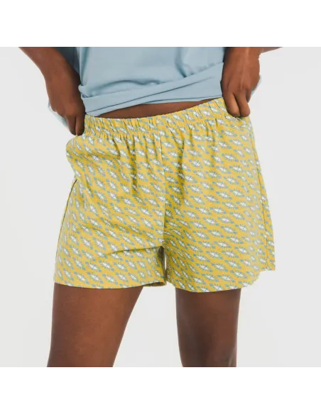 Pijama curto manga fluída algodão mulher Sisena água marinha Pijama curto manga fluída algodão mulher Sisena água marinha