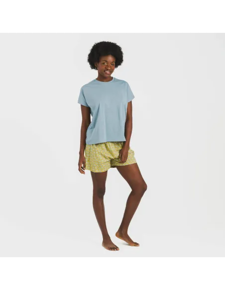 Pijama curto manga fluída algodão mulher Sisena água marinha Pijama curto manga fluída algodão mulher Sisena água marinha