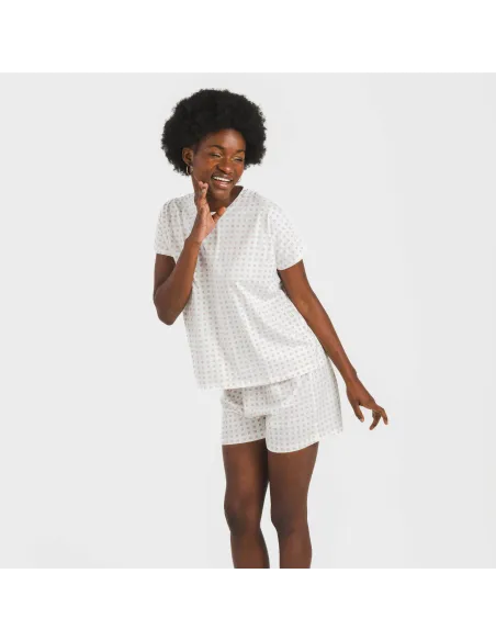 Pijama curto manga fluída algodão mulher Klaus marsala Pijama curto manga fluída algodão mulher Klaus marsala