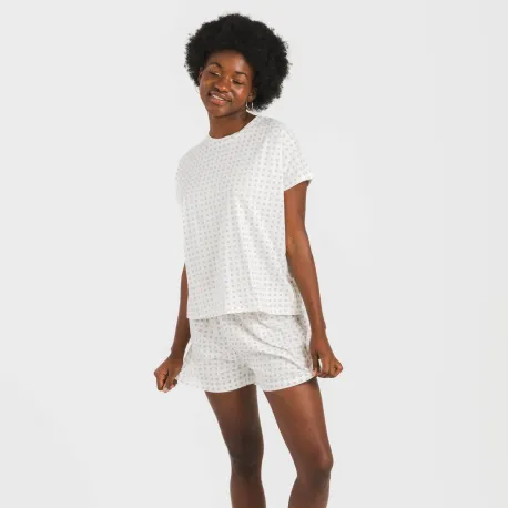 Pijama curto manga fluída algodão mulher Klaus marsala