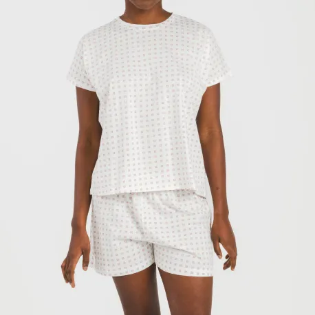 Pijama curto manga fluída algodão mulher Klaus marsala