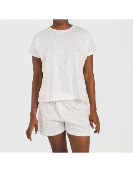Pijama curto manga fluída algodão mulher Klaus marsala Pijama curto manga fluída algodão mulher Klaus marsala
