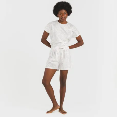 Pijama curto manga fluída algodão mulher Klaus marsala