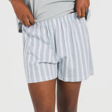 Pijama curto manga fluída algodão mulher Raya Marsella azul indigo