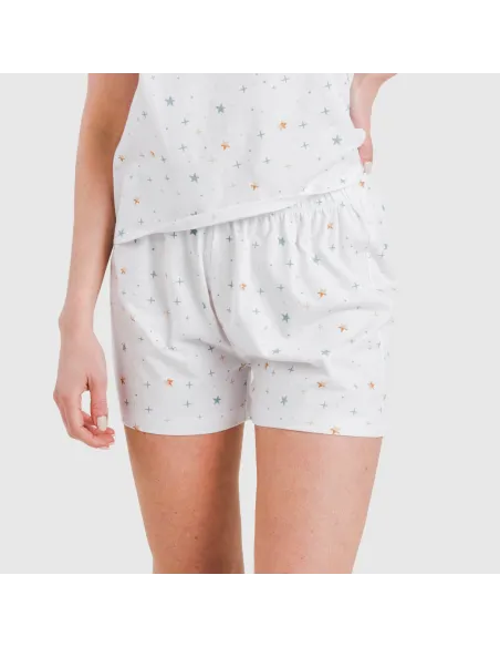 Pijama curto manga fluída algodão mulher Condy azul indigo Pijama curto manga fluída algodão mulher Condy azul indigo