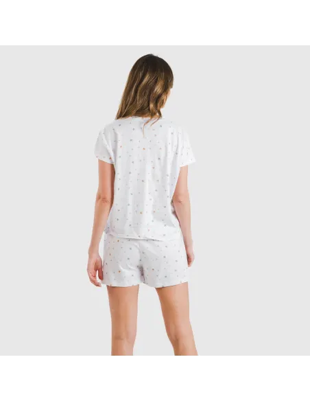 Pijama curto manga fluída algodão mulher Condy azul indigo Pijama curto manga fluída algodão mulher Condy azul indigo